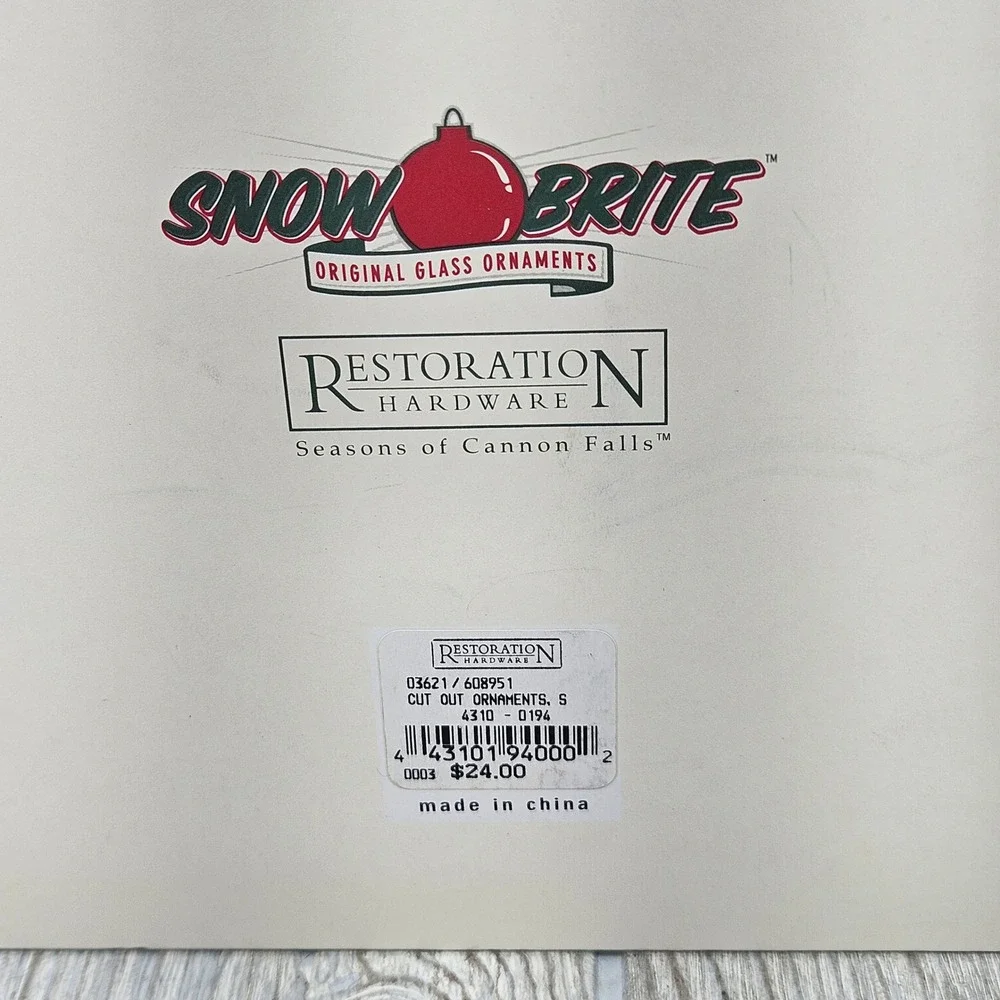Snow Brite Restoration Hardware Cut Out Glass Ornaments Set of 6 Multi Indent